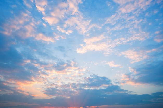 Premium Photo | Blue sky background texture with white clouds sunset.
