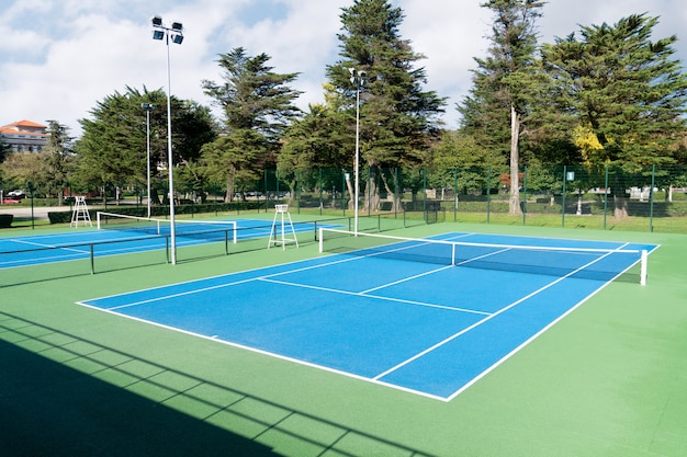 Premium Photo Blue Tennis Court