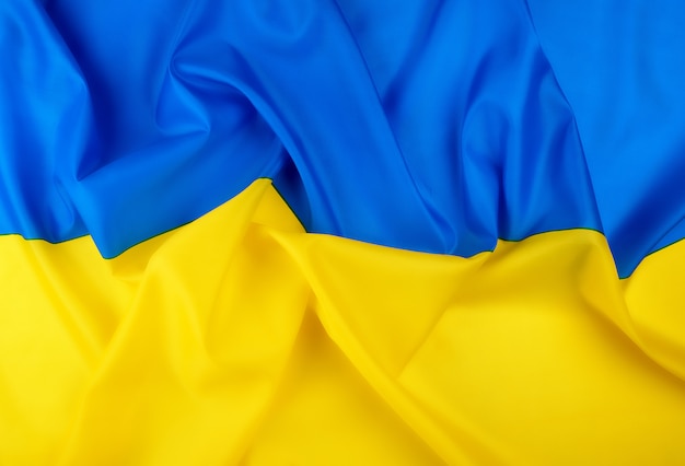 Premium Photo | Blue-yellow textile silk flag of the state of ukraine