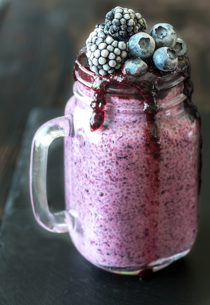 Premium Photo | Blueberry chia seed pudding