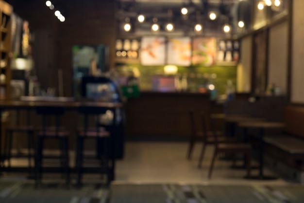 Blur coffee  cafe shop  restaurant with bokeh background 