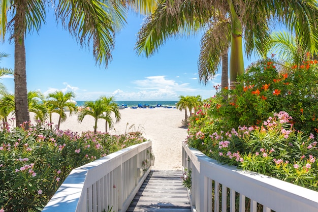 Premium Photo | Boardwalk on beach in st. pete, florida, usa