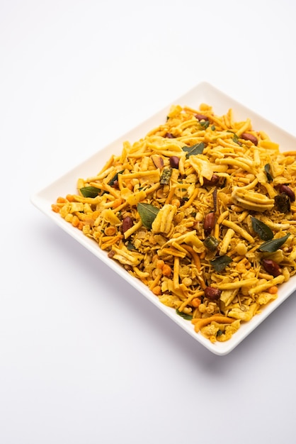 Free Photo | Bombay mix or chanachur or chiwda or farsan is an indian ...