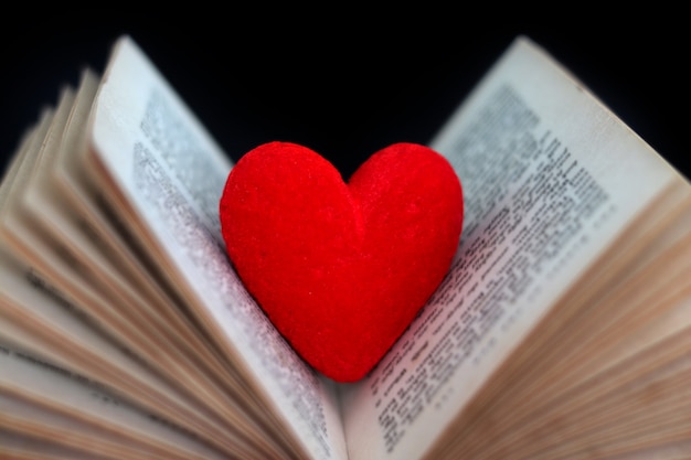 Premium Photo | Book lover red heart in a book, love romance in ...