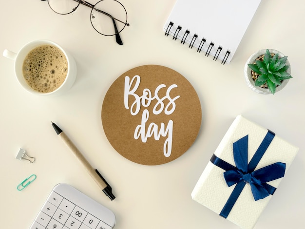 Free Photo | Boss day sticker with gift