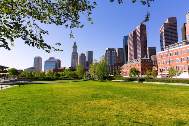 Premium Photo | Boston north end park and slkyline massachusetts