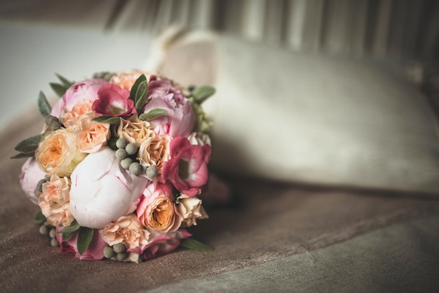 Pleasant Scent With Flowers Bouquet On Bed