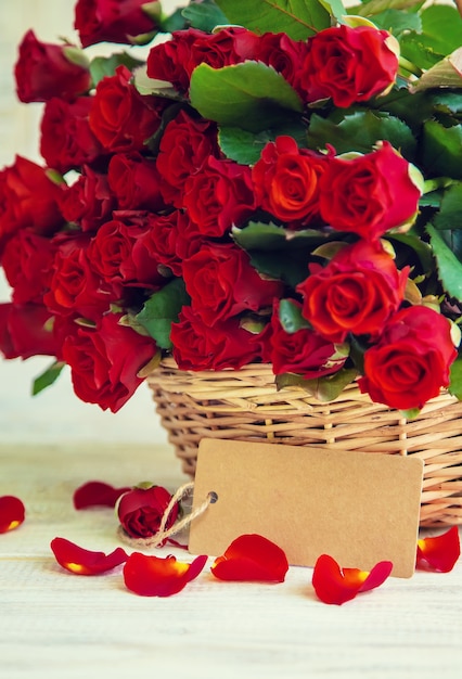 Premium Photo | Bouquet of red roses, a gift for valentine's day ...