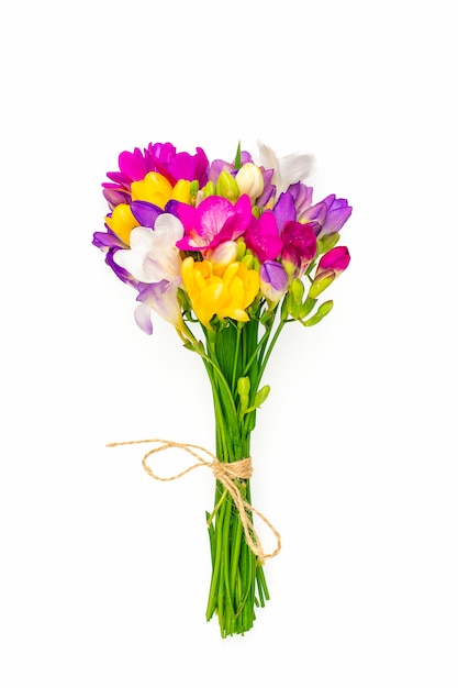 Premium Photo Bouquet Of Sprig Freesia Flowers Isolated