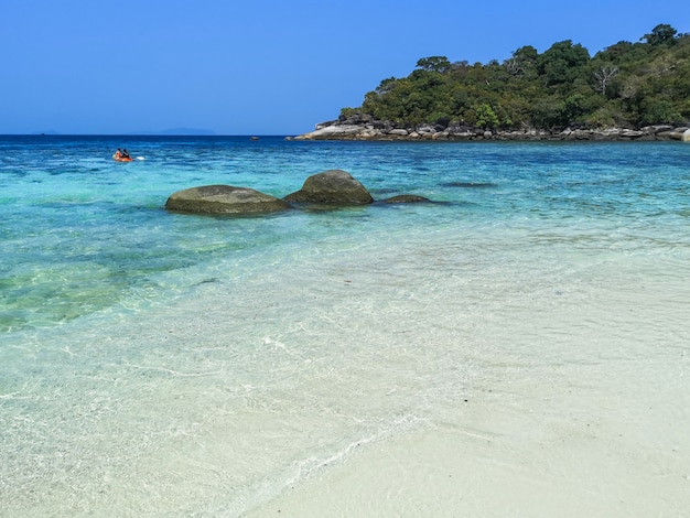 Bourder island with white sand beach and crystal green sea, myanmar ...