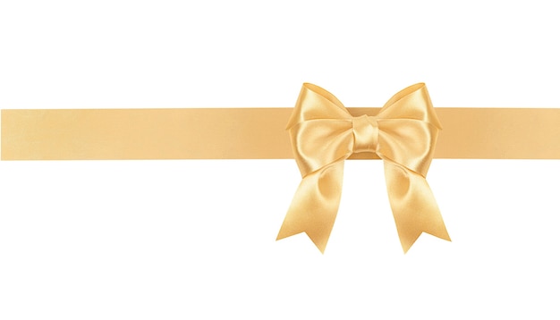 Premium Photo | Bow and satin ribbon golden color on white isolated