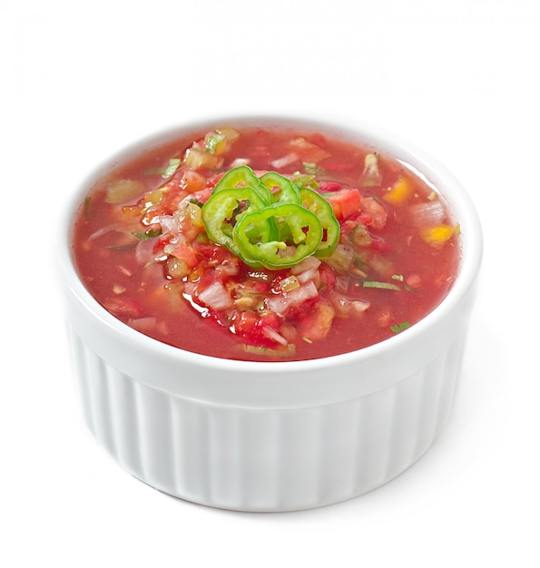 Free Photo | Bowl of fresh salsa dip isolated