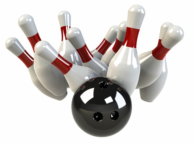 Premium Photo | Bowling ball knocks down pins, strike, isolated on ...