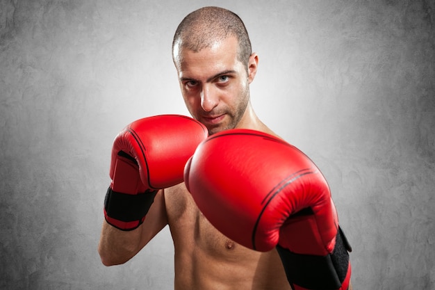 Premium Photo | Boxer portrait. dark background