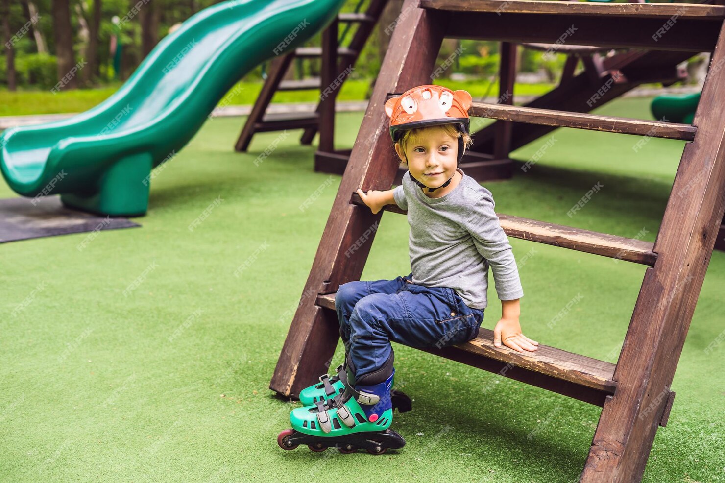 premium-photo-a-boy-in-roller-skates-on-the-playground-the-boy-learns-to-ride-roller-skates