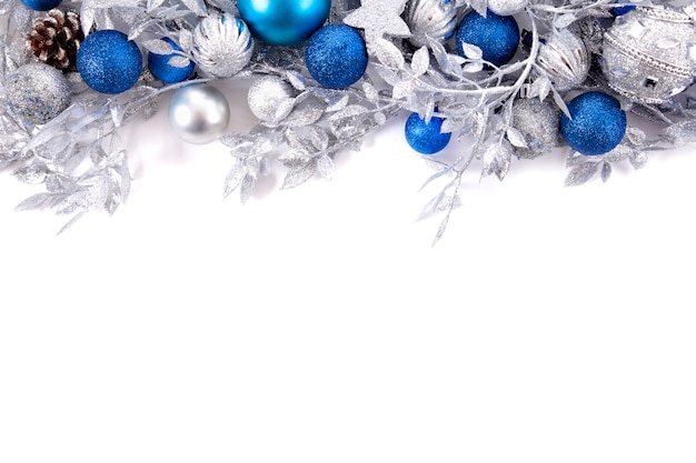silver and blue christmas balls 