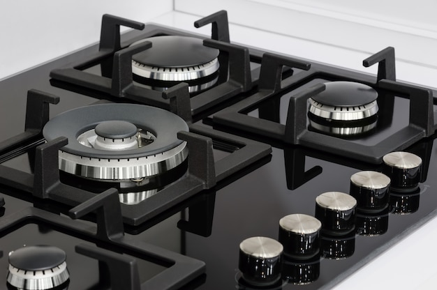 Premium Photo | Brand new gas stove closeup