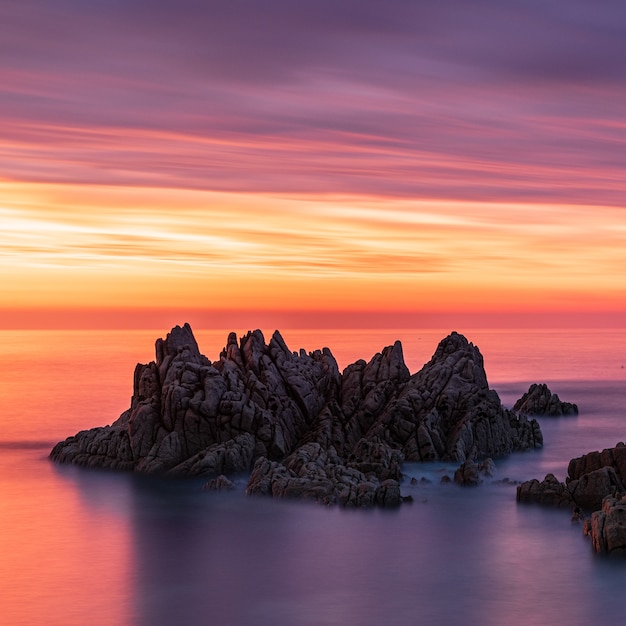 Free Photo | Breathtaking scenery of sea stacks during sunset under the ...