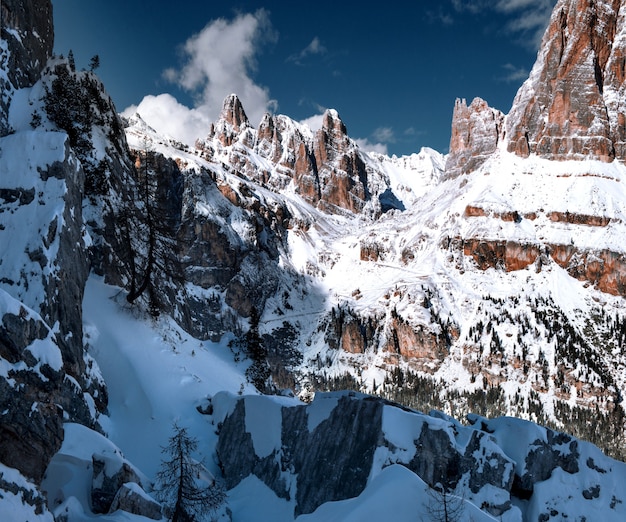 Free Photo Breathtaking Scenery Of The Snowy Rocks At Dolomiten Italian Alps In Winter