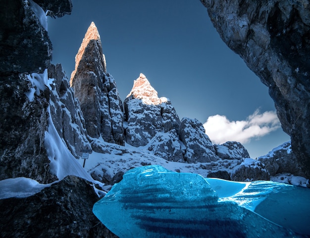 Free Photo Breathtaking Scenery Of The Snowy Rocks At Dolomiten Italian Alps In Winter