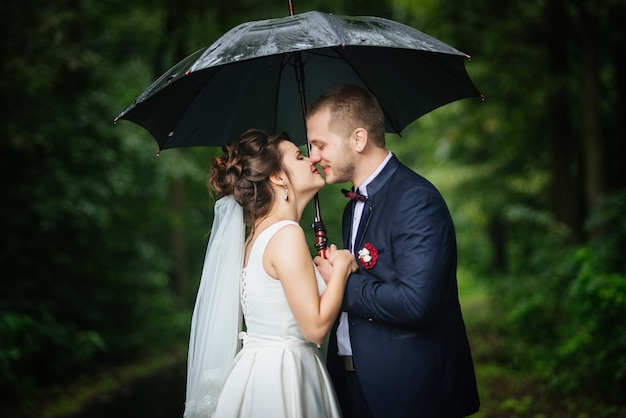 bride with umbrella