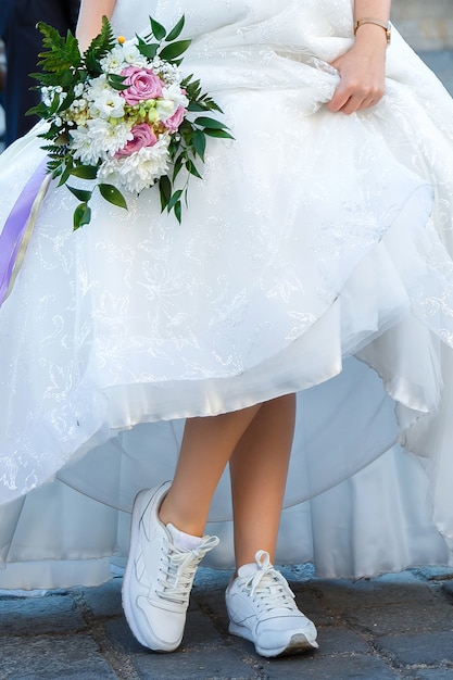 wedding dress with sneakers