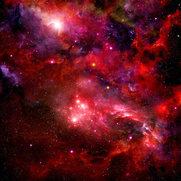 Premium Photo | Bright red cosmic background with a nebula and stardust ...