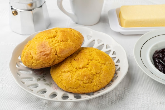 Premium Photo Broa Typical Brazilian Corn Flour Bread With Coffee