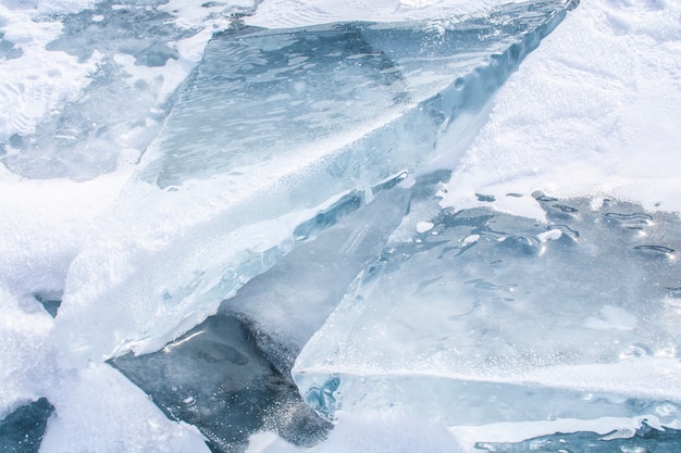 Premium Photo | Broken ice in frozen lake at lake baikal, russia