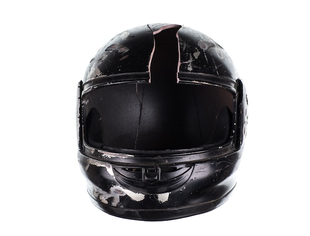 Premium Photo | Broken motorcycle helmet isolated on white background