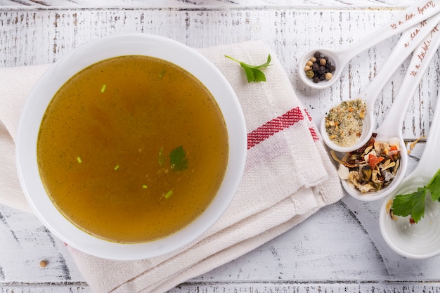 Premium Photo | Broth soup made from beef
