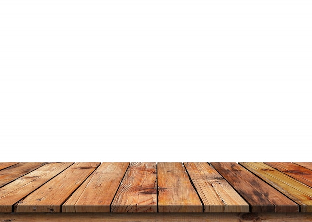 Premium Photo Brown Empty Wooden Table Top Isolated On White Background