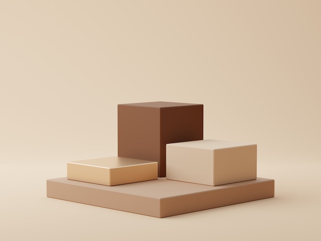 Brown geometric shape background with podium for product display Premium Photo