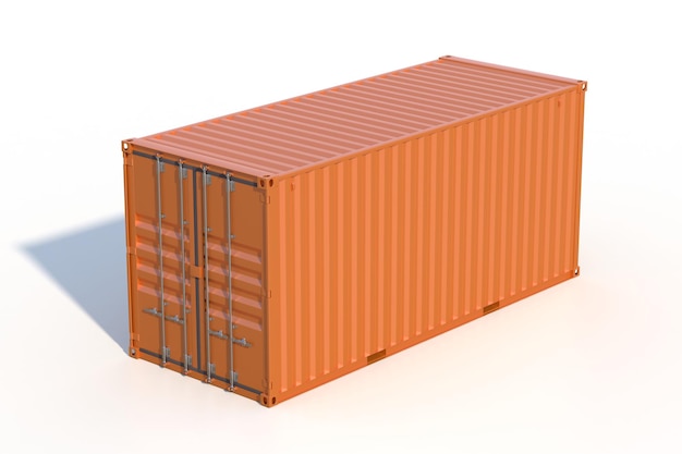 Premium Photo | Brown ship cargo container side view feet length