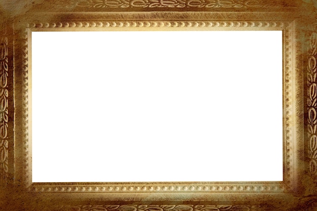 Premium Photo | Brown vintage frame isolated against white background.