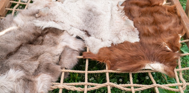 Premium Photo | Brown and white fur. the skin of the animal.