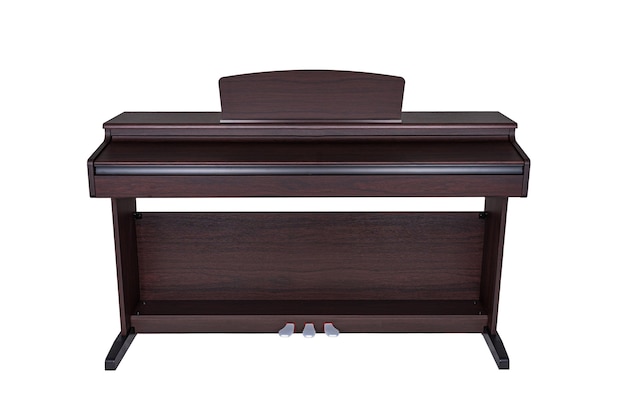 Premium Photo | Brown wooden modern piano isolated on white background