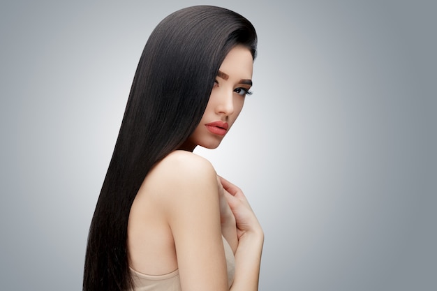 Premium Photo Brunette Asian Girl With Long Straight Hair