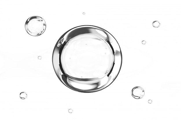 Bubbles water on white background 3d render Premium Photo