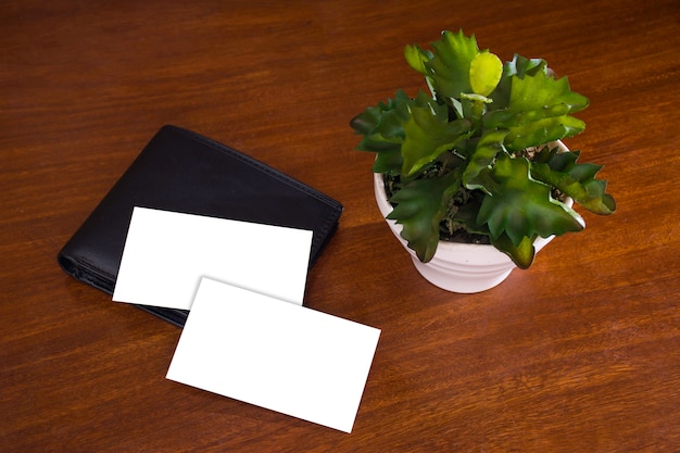 Download Business card mockup wallet plant | Premium Photo