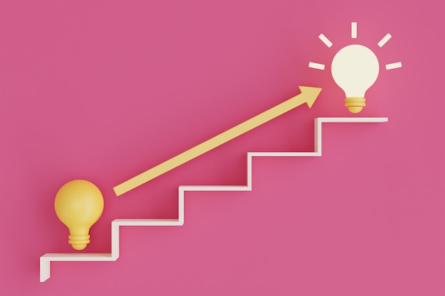  Business creativity and inspiration concepts with lightbulb on pink background Premium Photo