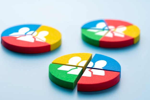 Business and hr icon on colorful puzzle Premium Photo