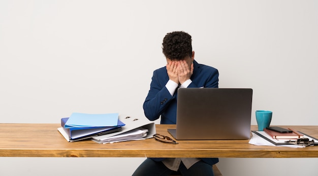 Premium Photo | Business man in a office with tired and sick expression