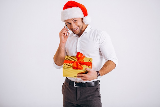 orange and white santa hat