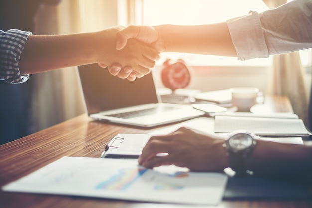 Business People Handshake Greeting Deal at work. Free Photo