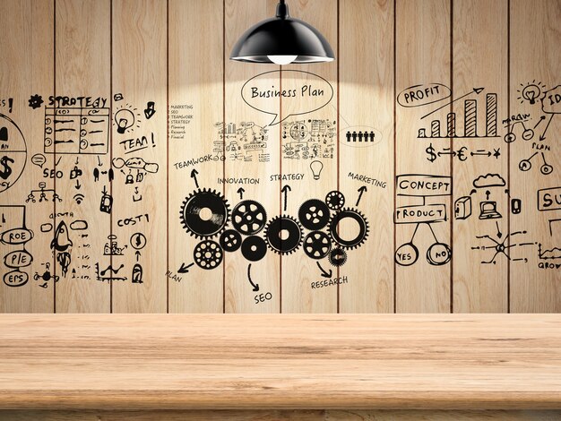Premium Photo | Business plan with chart on wooden background