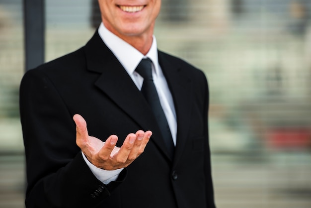 Premium Photo Businessman Holding Hand Out Close Up