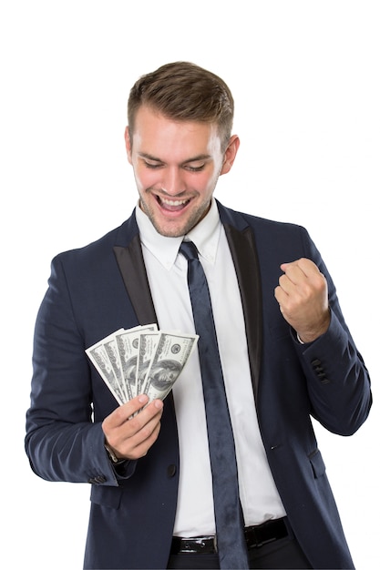 Premium Photo | Businessman smiling while holding some money