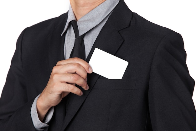 Premium Photo | A businessman takes a card out of his suit.