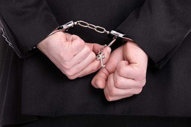 Premium Photo | A businessman trying to unlock his handcuffs